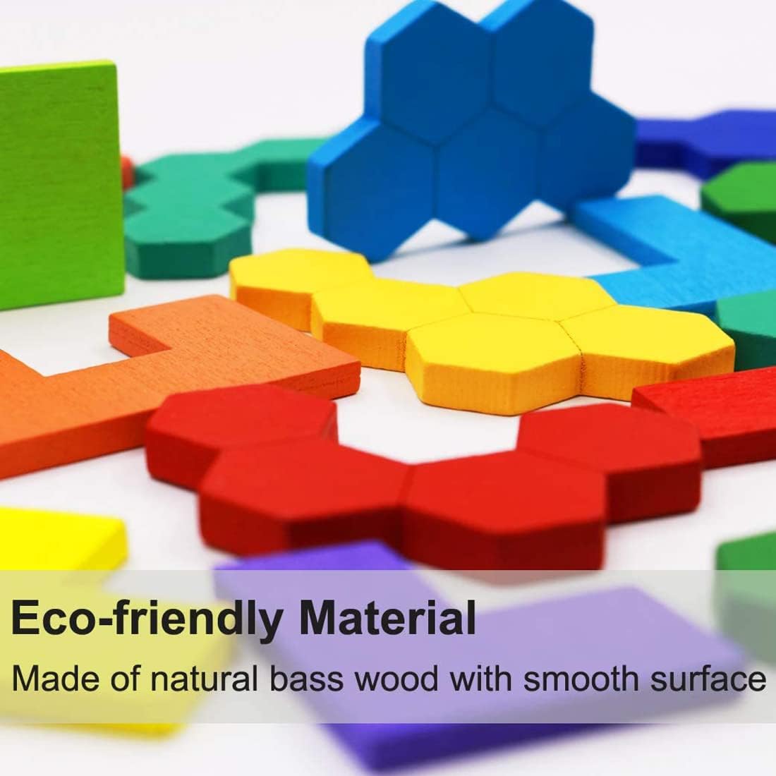 2 Pack Wooden Blocks Puzzle + Hexagon Puzzles for Kids & Adults, Wooden Block Puzzle Intelligence Brain Teasers Toy Logic Game Educational Gift for Children - Image 2
